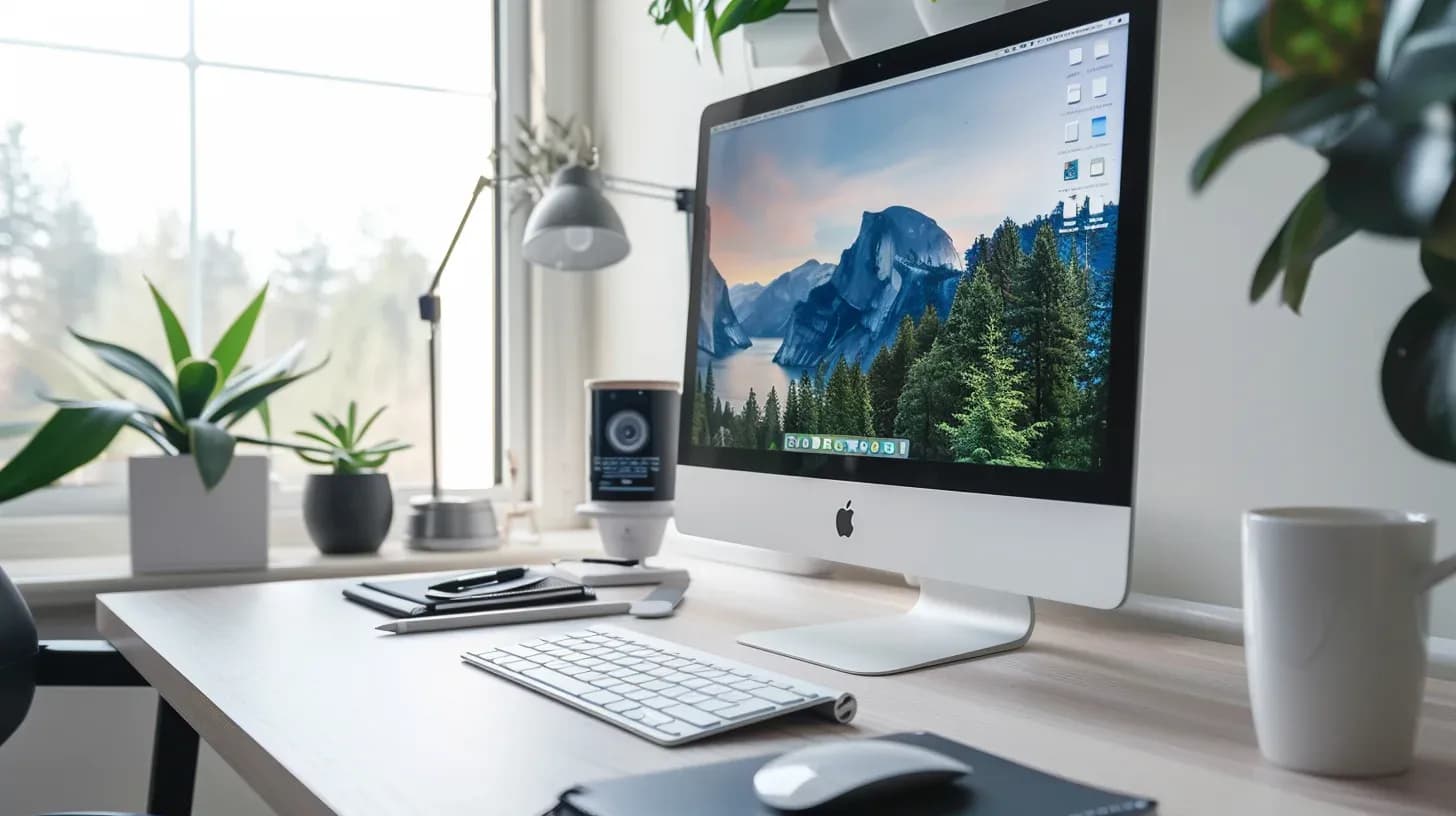 Minimalistyczny projekt strony internetowej wyświetlony na iMac